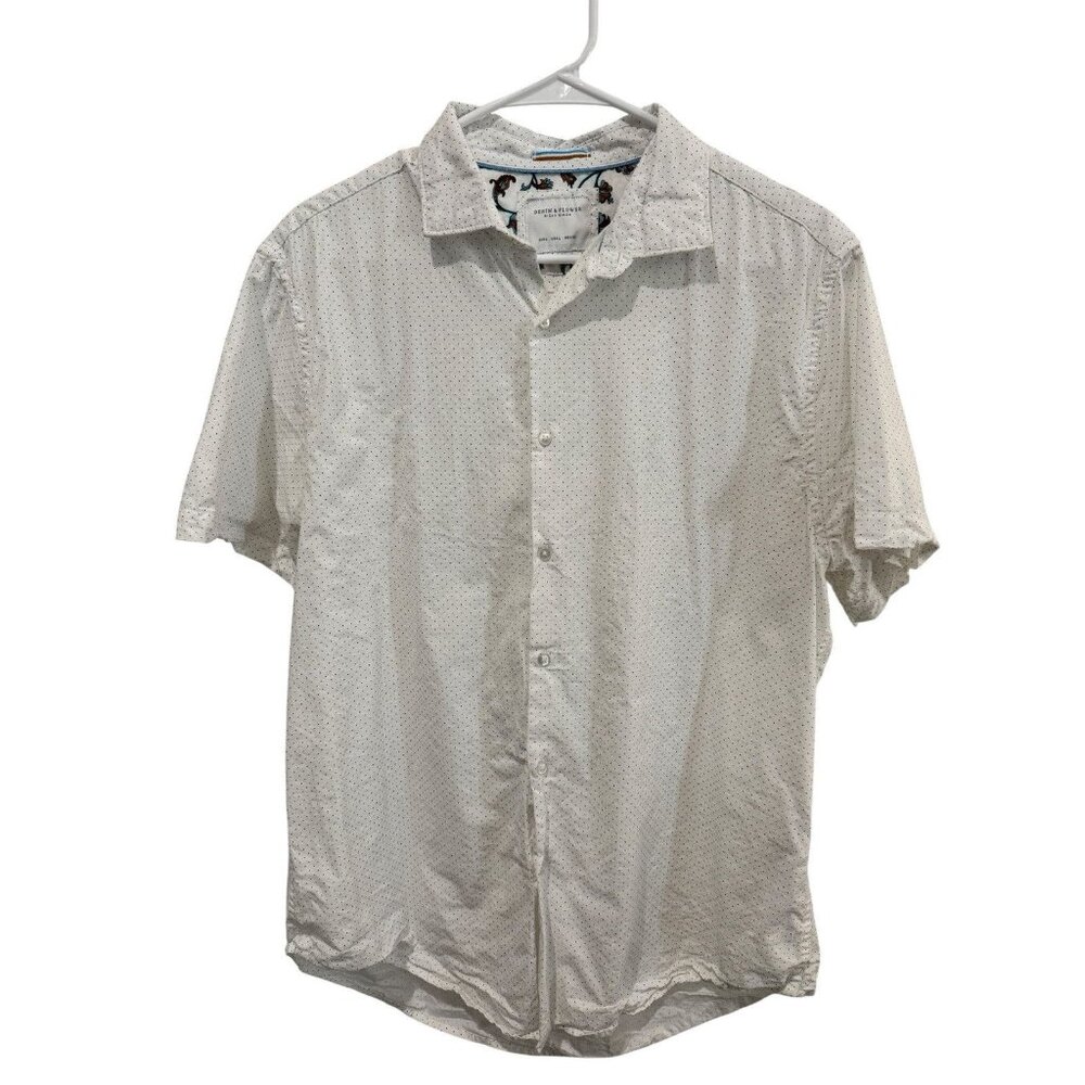 Denim & Flower Ricky Singh Large Shirt Short Sleeve Slim Fit Button Large Cotton